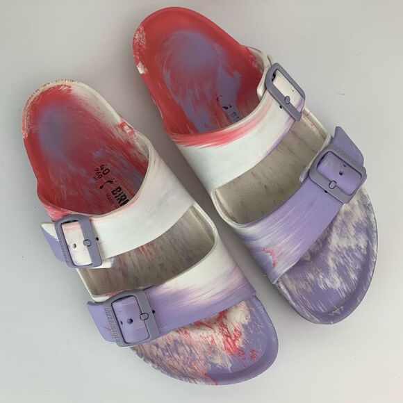 Birkenstock Women's Purple Arizona Eva Multicolor Fog Sandals Size 40 US 9/9.5 - Picture 1 of 13